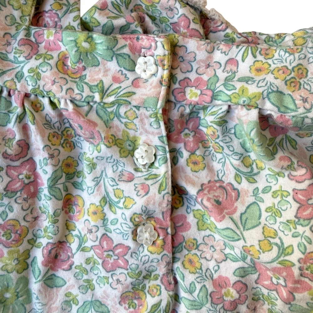 Flapdoodles Floral Print Babydoll Flutter Sleeve Tee Girls 4T Ruffle Peasant Top - Picture 5 of 7